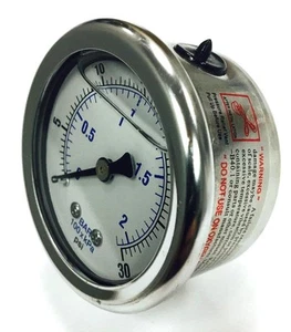 110162 QUINCY ÖLDRUCKANZEIGE 1/8 ZOLL HINTERE HALTERUNG 0-30 PSI FLÜSSIGKEITSGEFÜLLT - Bild 1 von 4