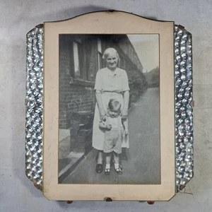 Antique/Vintage Glass Edged Photo Frame, Woman & Child Photo, North East England - Picture 1 of 7