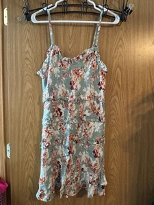 Sim & Sam Sommerkleid mit Rüschen Blumenmuster Mehrfarbig Gr. M Adj Spaghettiträger - Bild 1 von 4