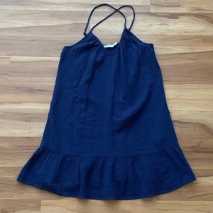Vineyard Vines Womens Large Navy Blue Midi Cotton Gauze Cover Up Resort Dress - Picture 1 of 7