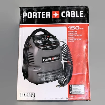 Kit de compresor de aire sin aceite PORTER-CABLE CMB15 1,5 galones 10 amperios con manguera de 25 pies Foto 1 de 4