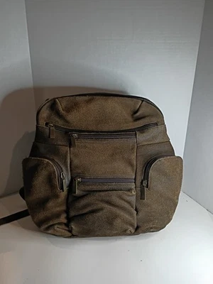 Claire Chase Backpack Saddle Suede Leather Tan Brown Nubuck Laptop Pockets - Image 1 of 4