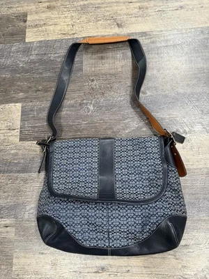 Bandolera Coach 5706 Signature azul gris cuero jacquard Foto 1 de 4