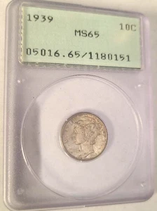 1939 Mercury Dime PCGS MS65 Early Rattler - Bild 1 von 2
