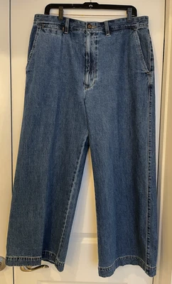 Pantalones de mezclilla recortados Polo Ralph Lauren de algodón de pierna ancha en azul talla 12 usados Foto 1 de 4