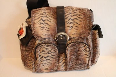 Kalencom Double Duty Safari Diaper Bag Brown Animal Print with Accessories NEW - Image 1 of 4