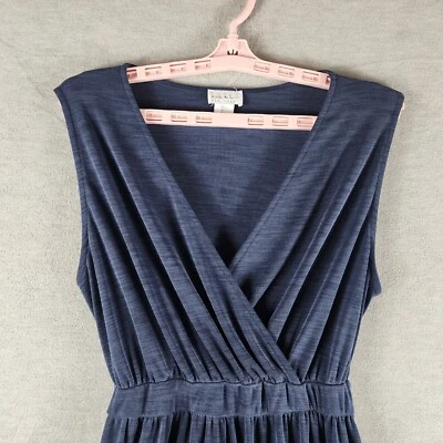 Nicole Miller темно-синий ребристый Surplice платье L искусственного надежном красивый подпоясанный рукава - Изображение 1 из 4