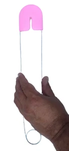 JUMBO PINK SAFETY PIN Baby Girl Shower Clown Joke Gag Prop Giant Gift Diaper Toy - Picture 1 of 9