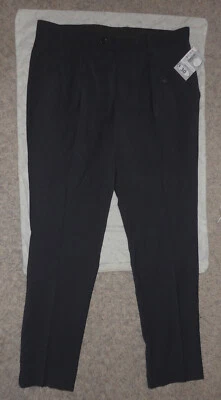EXPRESS Mens BLACK WOOL-BLEND EXTRA SLIM-FIT DRESS PANTS~Size 29 X 27 (HEMMED) - Image 1 of 4