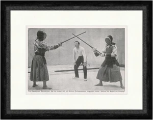 Vom japanischen Stockfechten 1909 Sport Frauen Trainer F_Vintage 00238 Gerahmt - Bild 1 von 1