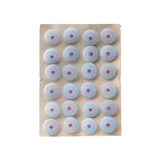 Card (24) 18mm hand painted red flower blue opaline vintage Czech glass buttons
