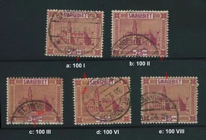 Saargebiet 100 PF, Plattenfehler ex I - VIII, gestempelt; bitte auswaehlen #g716 - Picture 1 of 6