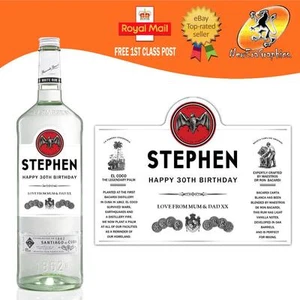 ETIQUETA BOTELLA RON BLANCO PERSONALIZADA CUMPLEAÑOS CUALQUIER OCASIÓN REGALO - Imagen 1 de 2