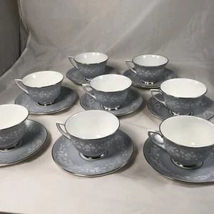 Valleyfield by Royal Doulton Lily of the Valley 8 Bone China Cups & Saucers - Picture 1 of 5