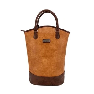 Sachi 2 Bottle Wine Tote Bag Insulated Carrier Purse Handbag Faux Leather - Tan - Picture 1 of 5