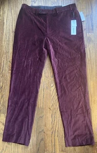 NWT Calvin Klein Mens Pants 38x32 Slim Fit Wine Red Velvet Velour MSRP $125 - Picture 1 of 12