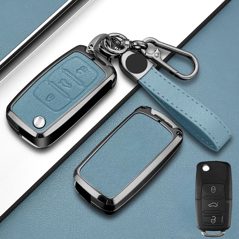 Zinc Alloy Leather Car Key Case Cover For VW Passat Golf GTI Jetta Beetle MK4 - Imagem 1 de 4