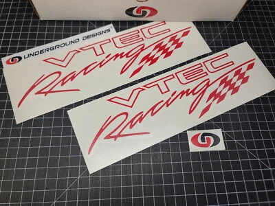 Calcomanías VTEC Racing Script (2pk) pegatinas de bandera de motor para Honda Civic Type R RSX Foto 1 de 2