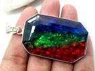 156.5 Ct AAA Natural Ammolite Multi Color 925 Solid Silver Pendant Gemstone