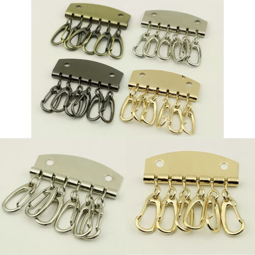 Porte-clés portefeuille en cuir bague boucle rangée crochet métal porte-clés clip 6 pièces/ensemble