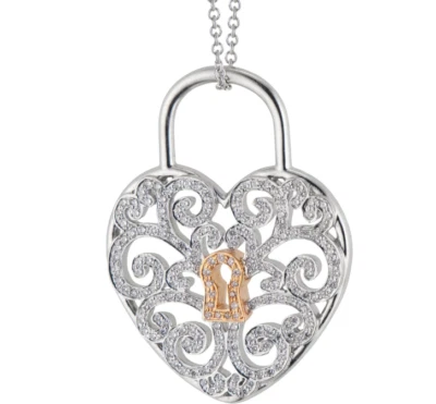 Filigree Heart 1.00CT Micro Pave Set Lab-Created White Diamonds Luxury Pendant - Image 1 of 4