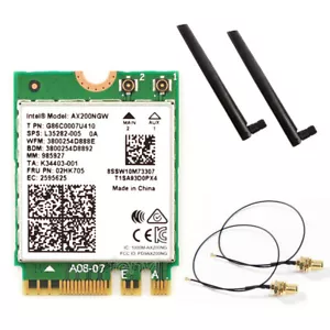 Scheda wireless Intel AX200 WiFi 6 Bluetooth5.3 con set di antenne di rete esterne - Foto 1 di 5