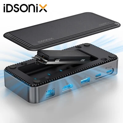 10-in-1 M.2 NVMe SATA SSD Enclosure 10 Gbps PD 100W RJ45 4K Docking Station - Image 1 of 4