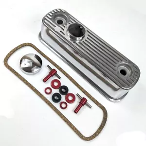 CLASSIC MINI A SERIES ENGINE POLISHED ROCKER COVER & CAP + RED T BARS Y3743 - Picture 1 of 2