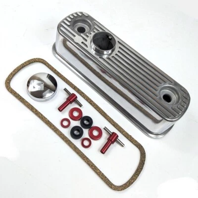CLASSIC MINI A SERIES ENGINE POLISHED ROCKER COVER & CAP + RED T BARS Y3743 - Image 1 of 2