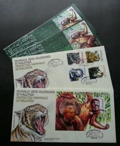 Protected Mammals In Malaysia 1999 Tiger Bear Elephant Cat Wildlife Fauna (FDC) - Picture 1 of 3
