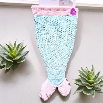 Mermaid Tail Blanket Sleeping Bag Pink & Blue Scales Pattern Soft Fur Posh Kids - Image 1 of 4