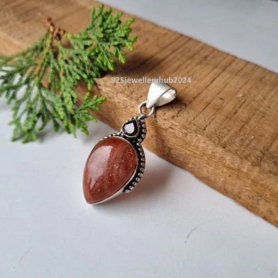 Colgante de piedras preciosas de piedra solar real de plata de ley 925 colgante de regalo de boda PG6761 Foto 1 de 4