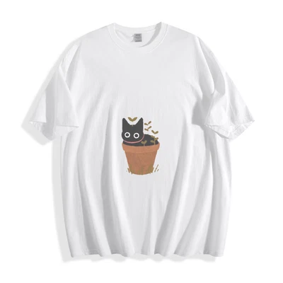 Camiseta Planta Gato en Maceta - Linda Camiseta Unisex Diseño Jardín Gatito Foto 1 de 4