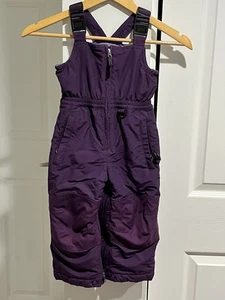 Land's End Girls Yth 2T Insulated Snowsuit Winter Bib Overall Iron Knee Purple - Picture 1 of 9