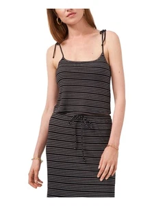 1. STATE Womens Black Tie Cami Striped Spaghetti Strap Square Neck Top L - Picture 1 of 6
