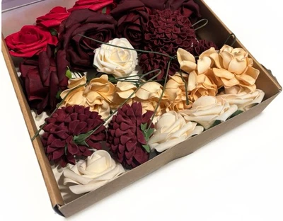 Juego de 2 flores artificiales de rosas para boda decoración boda de inspiración vintage Foto 1 de 4