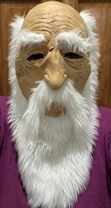 Old Man Wizard Elf Troll Halloween Mask Soft Flat Beard Clean Inside 8” W 11” L - Picture 1 of 6