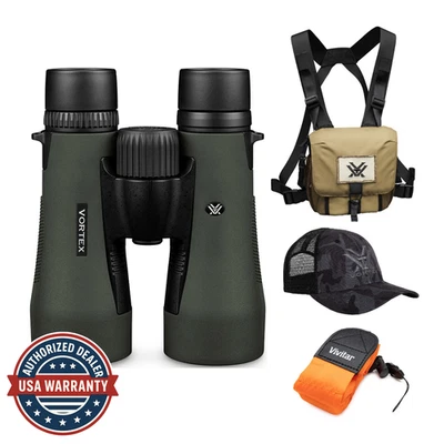 Vortex 12x50 Diamondback HD Roof Prism Binoculars w/Glasspak & Vortex Hat - Image 1 of 4