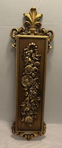 VTG Homco Syroco Gold Rectangle Wall Hanging Decor Flowers Hollywood Regency 20” - Picture 1 of 12