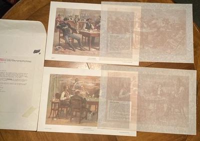 Impresiones litográficas de la década de 1890 “Poker Series” Bluff-In Chicago & A Call In Arizona LEER Foto 1 de 4