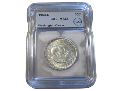 1953 D WASHINGTON CARVER COMMEMORATIVE HALF ICG MS 65 - Image 1 of 2