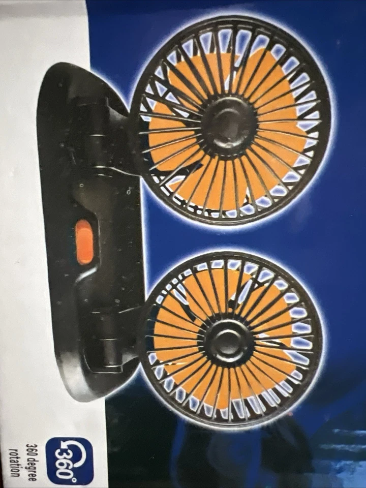 Portable USB Vehicle Cooling Fan - Rotatable Dual Head Design for Cars & Office - Image 1 of 4