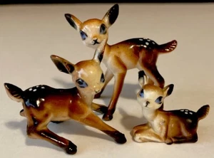 Vintage Anthropomorphic Mini Deer Fawn Big Blue Eyes Plastic Figurines Hong Kong - Picture 1 of 6