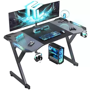 120cm LED Gaming Schreibtisch Ergonomischer Gaming Computertisch mit Mauspad - Bild 1 von 6
