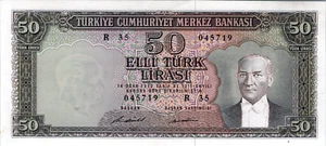 Turkey 50 Lira 1970 Pick # 187a - Picture 1 of 3