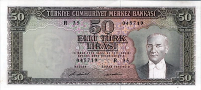 Turkey 50 Lira 1970 Pick # 187a - Image 1 of 3