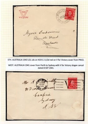 AUSTRALIA WW2 Covers{2} *V FOR VICTORY* Slogan Cancel Price Perth 1941-43 JL164 - Image 1 of 4