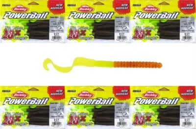 (6) Bolsas sin abrir Berkley Powerbait 8 1/2" Power Worm Pumpkin Chartreuse nuevas Foto 1 de 4
