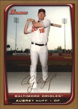2008 Bowman Gold Baltimore Orioles Baseball Card #132 Aubrey Huff