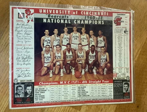 VINTAGE 1960 1961 University of Cincinnati Bearcats Basketball Champs Poster Cover